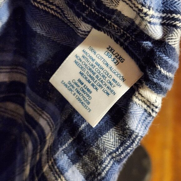 🌲 Faded Glory Blue Plaid Flannel Button Shirt 2XL 🌲 - Picture 3 of 5